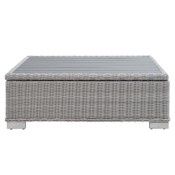 Conway 45" Outdoor Patio Wicker Rattan Coffee Table Light Gray by Modway