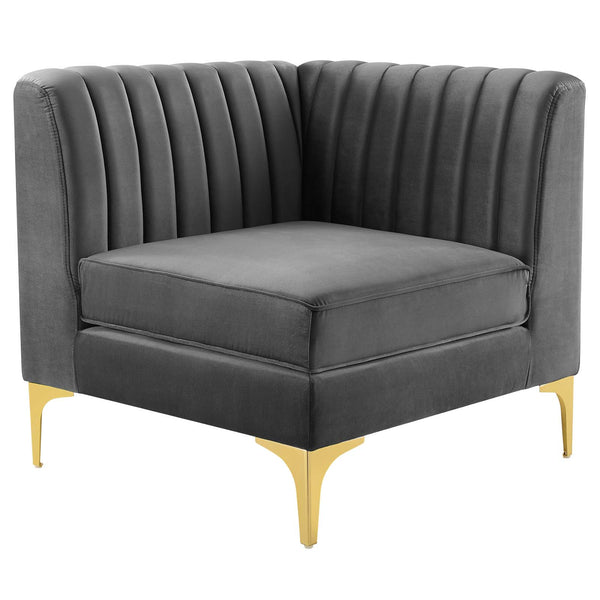 Triumph Channel Tufted Performance Velvet Sectional Sofa Corner Chair by Modway