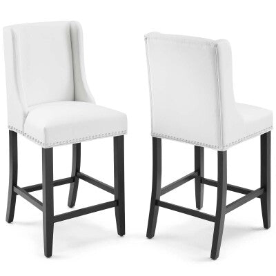 Baron Counter Stool Faux Leather Set of 2 White by Modway