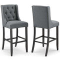 Baronet Bar Stool Upholstered Fabric Set of 2 | Polyester by Modway