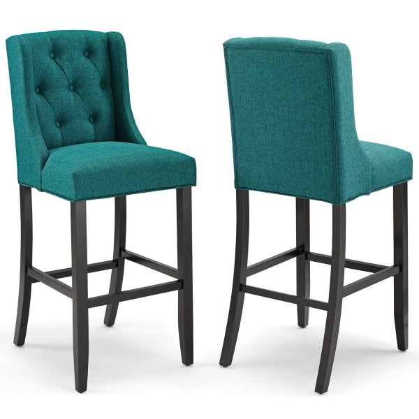 Baronet Bar Stool Upholstered Fabric Set of 2 | Polyester by Modway