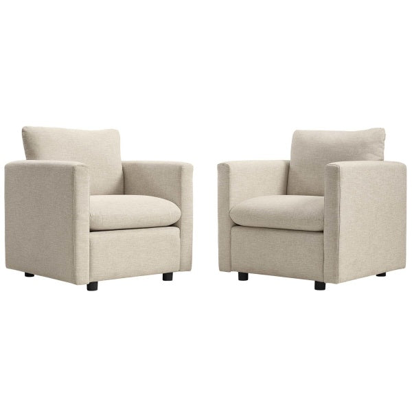 Activate Upholstered Fabric Armchair Set of 2 | Polyester by Modway