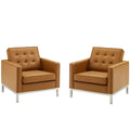 Loft Tufted Upholstered Faux Leather Armchair Set of 2 by Modway