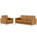 Loft Tufted Upholstered Faux Leather Loveseat and Armchair Set by Modway