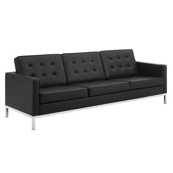 Loft Tufted Upholstered Faux Leather Sofa and Loveseat Set by Modway