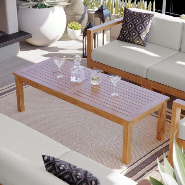 Upland Outdoor Patio Teak Wood Coffee Table Natural by Modway