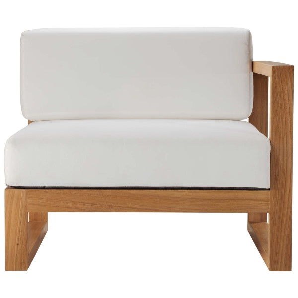 Upland Outdoor Patio Teak Wood Right-Arm Chair Natural White by Modway