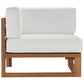 Upland Outdoor Patio Teak Wood Corner Chair Natural White by Modway