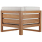 Upland Outdoor Patio Teak Wood Corner Chair Natural White by Modway