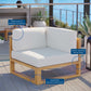 Upland Outdoor Patio Teak Wood Corner Chair Natural White by Modway