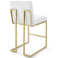 Privy Gold Stainless Steel Upholstered Fabric Counter Stool Set of 2 by Modway