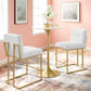 Privy Gold Stainless Steel Upholstered Fabric Counter Stool Set of 2 by Modway