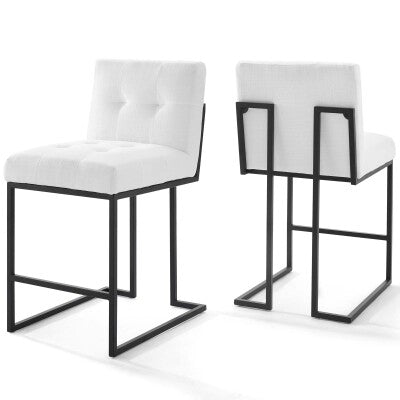 Privy Black Stainless Steel Upholstered Fabric Counter Stool Set of 2 by Modway