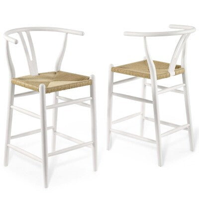 Amish Wood Counter Stool Set of 2 White by Modway