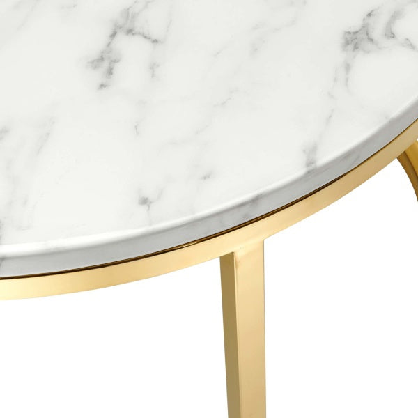 Ravenna Artificial Marble Nesting Coffee Table Gold White by Modway