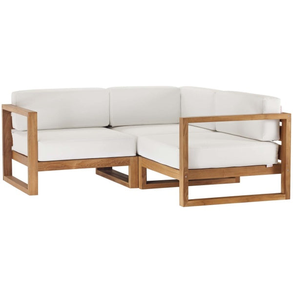 Upland Outdoor Patio Teak Wood 3-Piece Sectional Sofa Set by Modway