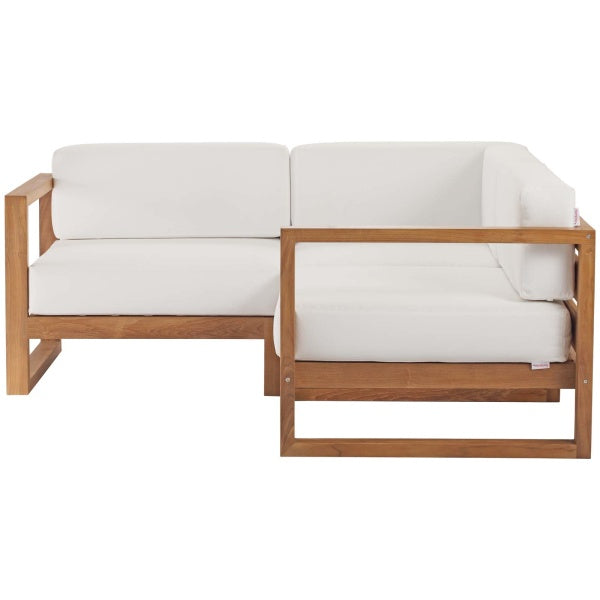 Upland Outdoor Patio Teak Wood 3-Piece Sectional Sofa Set by Modway