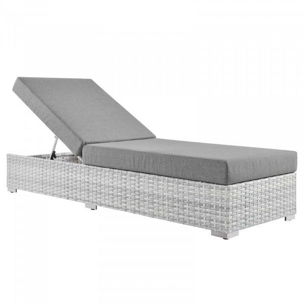 Convene Outdoor Patio Chaise Light Gray White by Modway