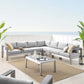 Shore Sunbrella Fabric Outdoor Patio Aluminum 6 Piece Sectional Sofa Set in Silver Gray by Modway