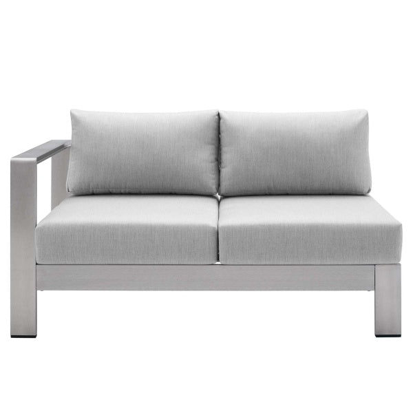 Shore Sunbrella Fabric Outdoor Patio Aluminum 6 Piece Sectional Sofa Set in Silver Gray by Modway