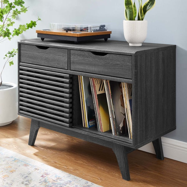 Render Vinyl Record Display Stand in Charcoal by Modway