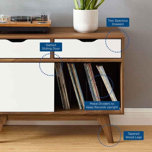 Vinyl Record Display Stand - Walnut White By Modway