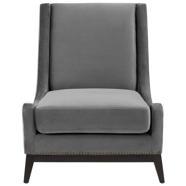 Confident Lounge Chair Upholstered Performance Velvet Set of 2 Gray by Modway