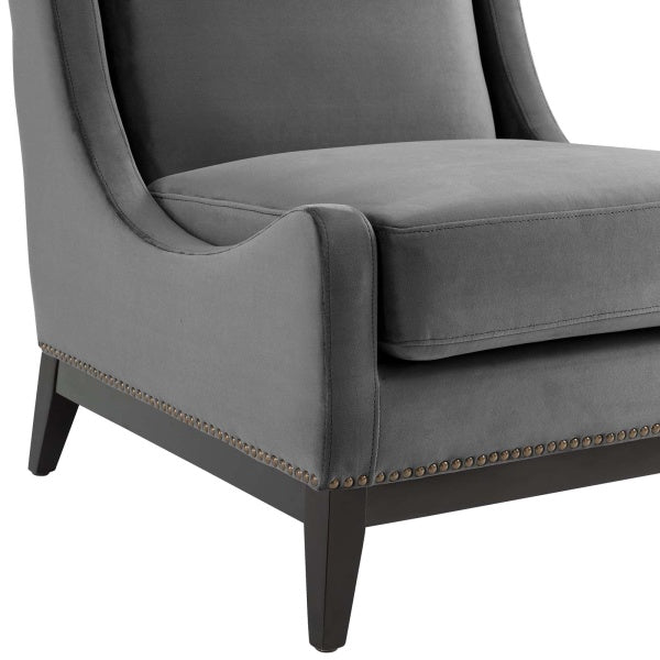 Confident Lounge Chair Upholstered Performance Velvet Set of 2 Gray by Modway