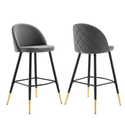 Cordial Performance Velvet Bar Stools - Set of 2 by Modway