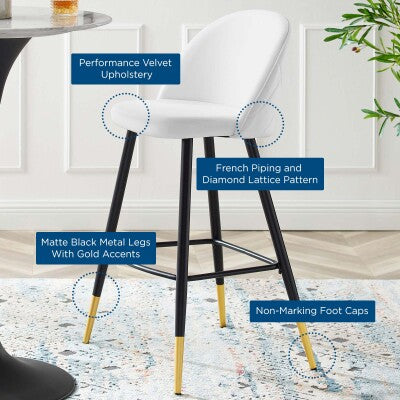 Cordial Performance Velvet Bar Stools - Set of 2 by Modway