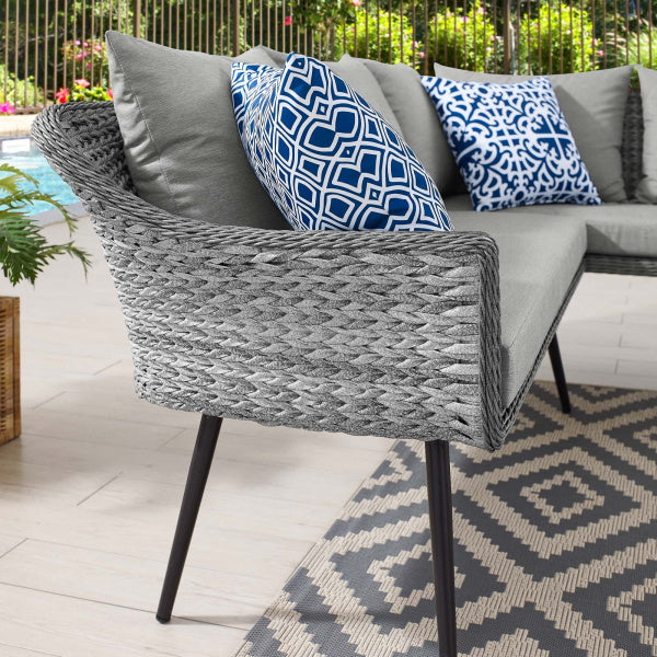 Endeavor Outdoor Patio Wicker Rattan Sectional Sofa in Gray Gray by Modway