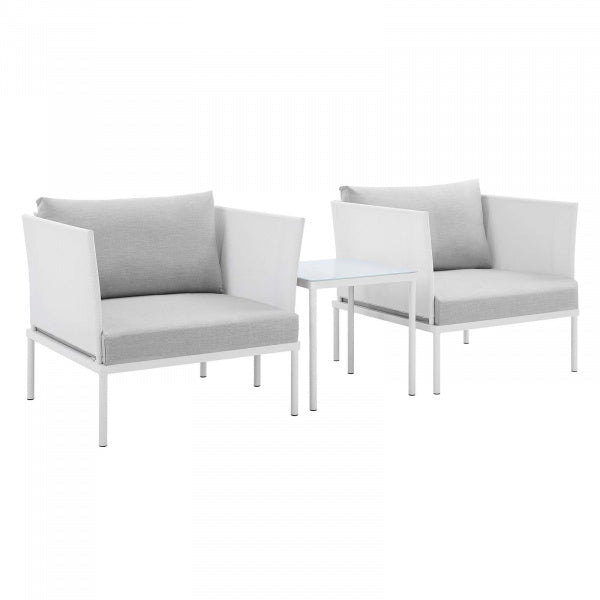 Harmony 3-Piece Sunbrella Outdoor Patio Aluminum Seating Set | Polyester by Modway