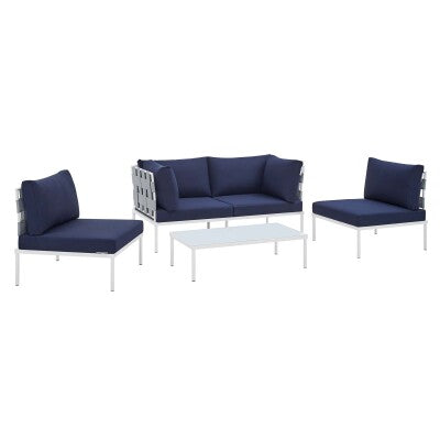 Harmony 4-Piece Sunbrella Outdoor Patio Aluminum Seating Set| Polyester by Modway