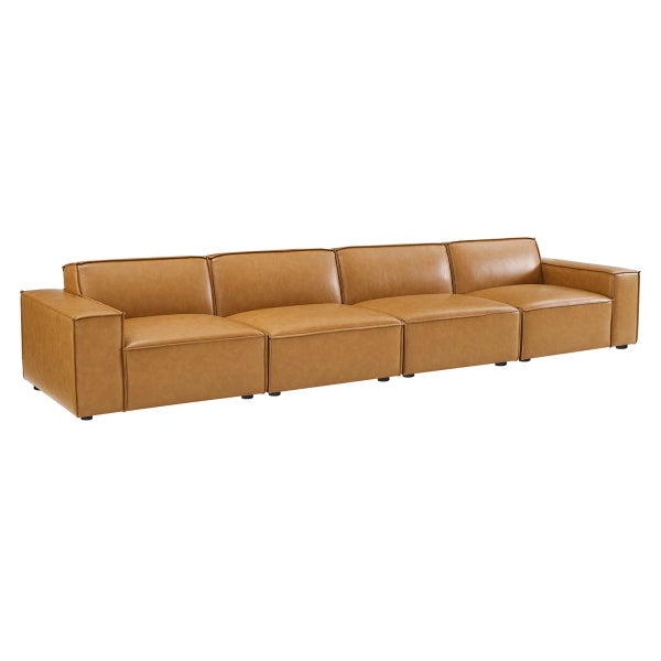 Restore Vegan Leather 4 Piece Sofa in Tan by Modway