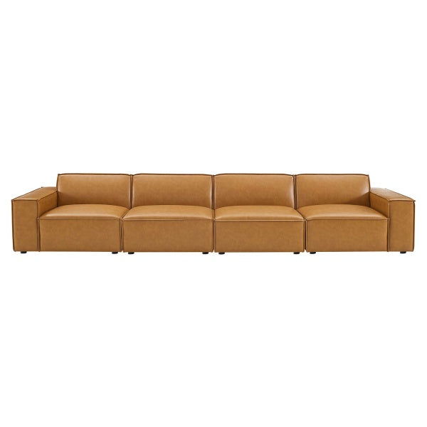Restore Vegan Leather 4 Piece Sofa in Tan by Modway