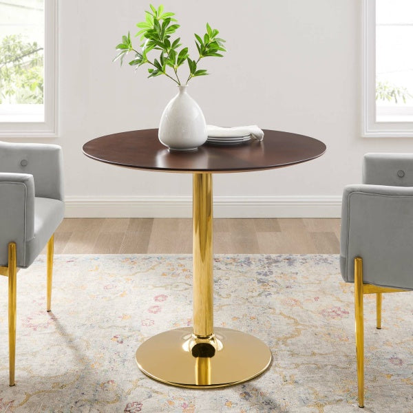 Verne 35" Dining Table in Gold Cherry Walnut By Modway
