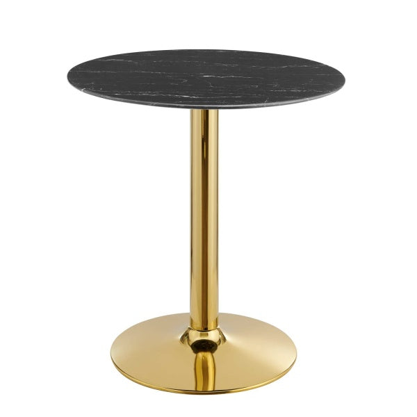 Verne 28" Artificial Marble Dining Table in Gold Black By Modway