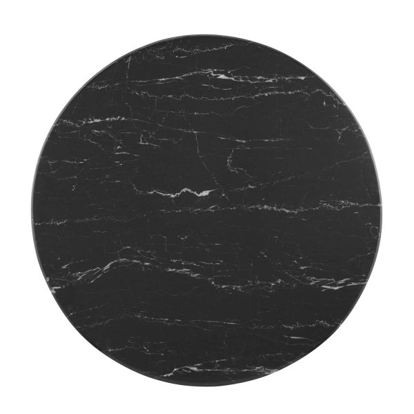Verne 28" Artificial Marble Dining Table in Gold Black By Modway