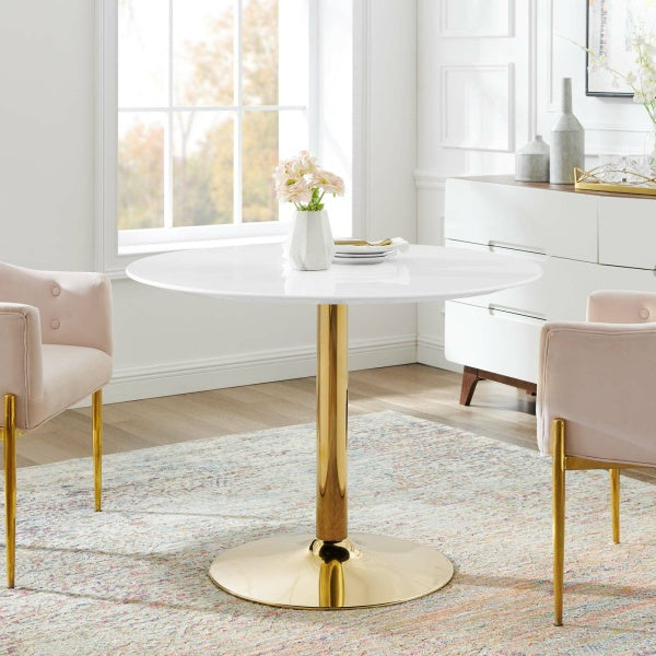Verne 40" Dining Table in Gold White By Modway