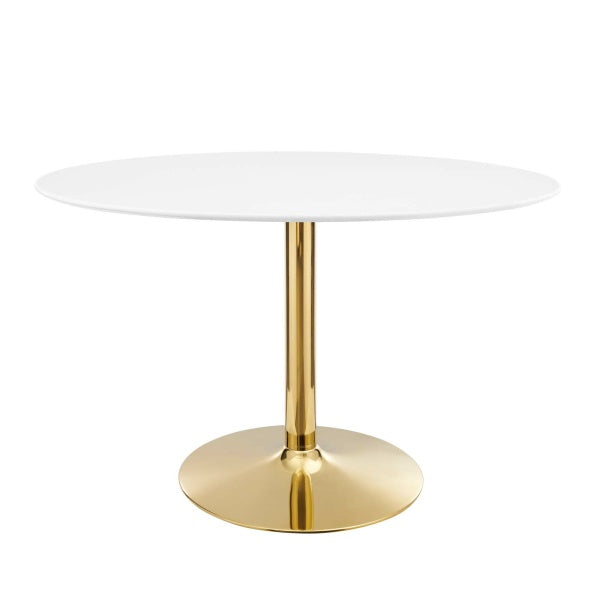 Verne 48" Oval Dining Table in Gold White By Modway