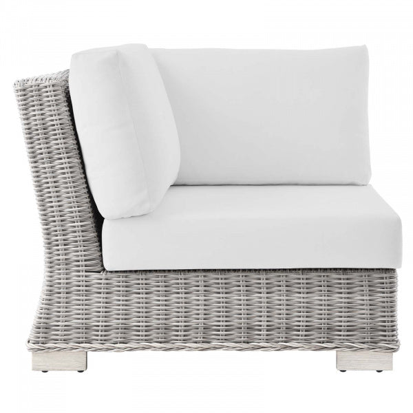 Conway Outdoor Patio Wicker Rattan Corner Chair | Polyester by Modway