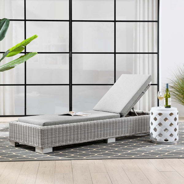 Conway Outdoor Patio Wicker Rattan Chaise Lounge | Polyester by Modway