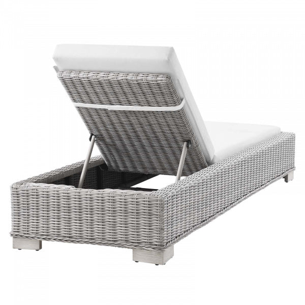 Conway Outdoor Patio Wicker Rattan Chaise Lounge | Polyester by Modway