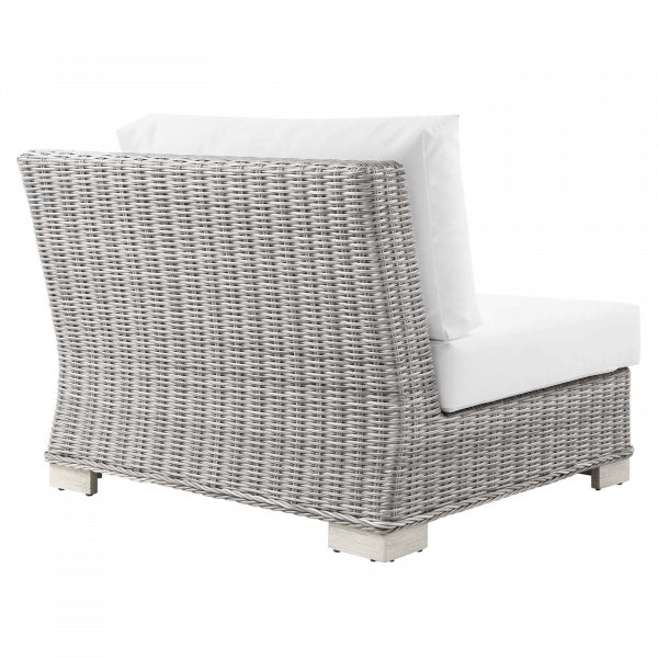Conway Outdoor Patio Wicker Rattan Right-Arm Chair in Light Gray Gray | Polyester by Modway