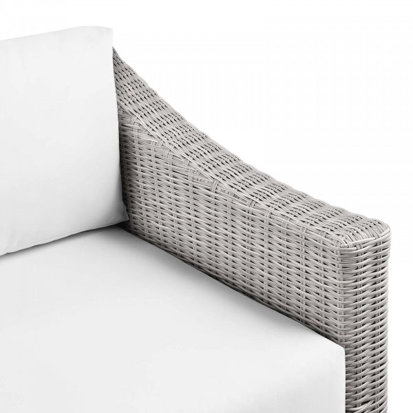 Conway Outdoor Patio Wicker Rattan Right-Arm Chair in Light Gray Gray | Polyester by Modway