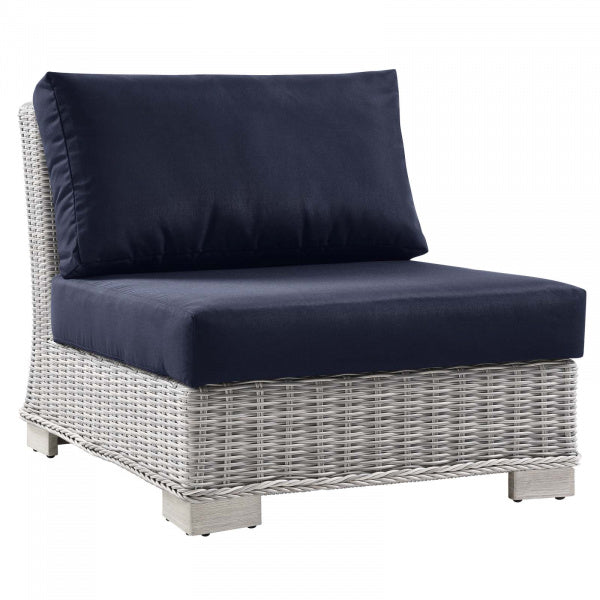 Conway Outdoor Patio Wicker Rattan Armless Chair | Polyester by Modway