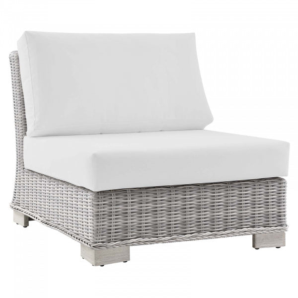 Conway Outdoor Patio Wicker Rattan Armless Chair | Polyester by Modway
