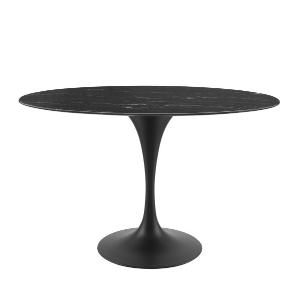 Lippa 48" Artificial Marble Dining Table Black Black By Modway