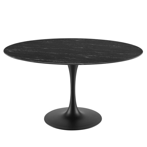 Lippa 54" Artificial Marble Dining Table Black Black By Modway