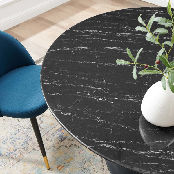 Lippa 54" Artificial Marble Dining Table Black Black By Modway